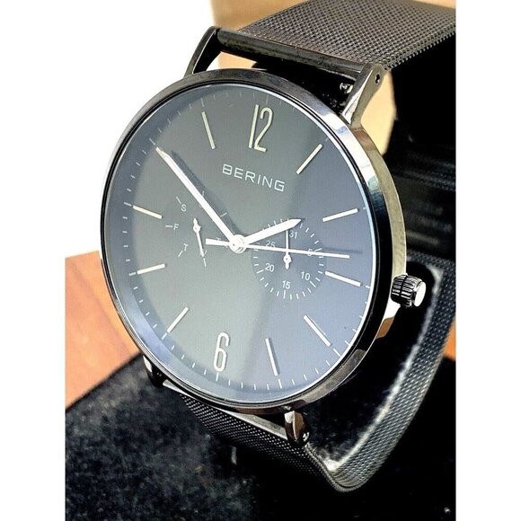 Bering Men's Watch 14240-223 Quartz Slim Black Dial Stainless Steel 40mm - Picture 1 of 13